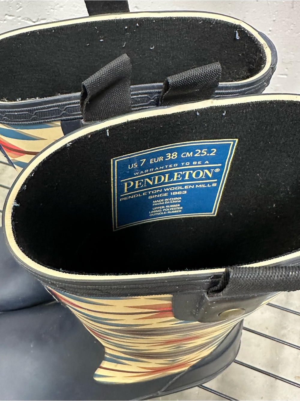 Pendleton Multicolor Aztec-Patterned Navy Rain Boots - Picture 2 of 3